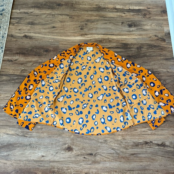 3.1 PHILLIP LIM Target Orange and Blue Leopard Print Patterned Blazer Sz XL NWOT - Picture 12 of 16